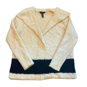 Vintage Lauren Ralph Lauren Womens Large Ivory Cardigan Open Front Wool Blend - Picture 1 of 8