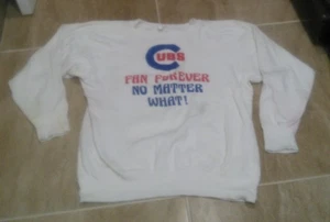 Vintage 70er 80er Chicago Cubs Sweatshirt Fan Forever No Matter weiß Pullover S - Bild 1 von 8