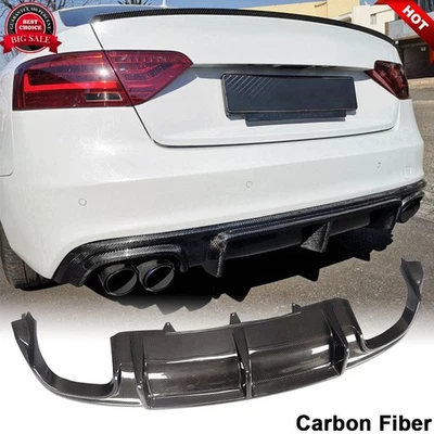 For Audi S5 A5 B8.5 Sline 2012-17 Real Carbon Rear Bumper Diffuser Lip Body Kit Foto 1 de 4