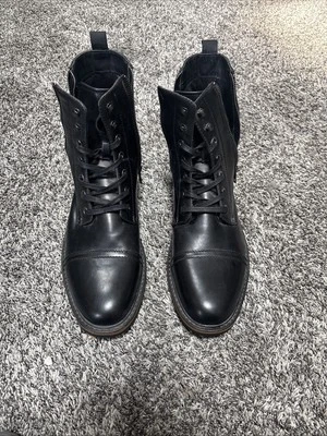 Men’s Black Leather Boots Size 12, Side Zippers, Never Worn, Brand New - Image 1 of 4