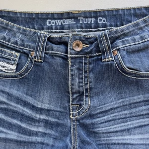 Pantaloncini jeans COWGIRL TUFF donna taglia 29 Don't Fence Me in denim western ricamo - Foto 1 di 12
