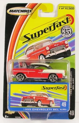 MINT 1955 CHEVROLET BEL AIR SEALED W BOX ON CARD 49 MATCHBOX SUPERFAST 35 - Image 1 of 2