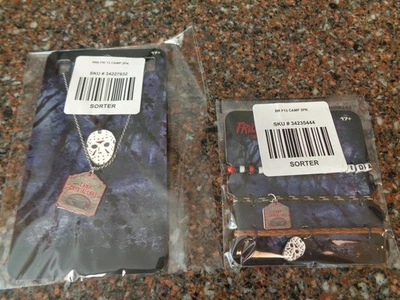 Friday the 13th Jason Necklace Set 2, Bead and Cord Bracelet Set 3 Charm Bestie - Image 1 of 4