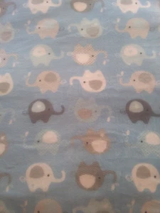 Baby blau mit grau aqua weiß Elefanten Fleece Stoff ~ 2+ Yards x 60" breit NEU - Bild 1 von 4