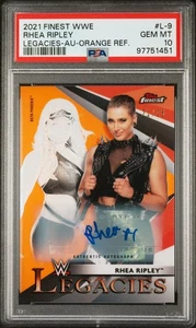 2021 Topps Finest WWE Legacies RHEA RIPLEY! /25 ORANGE REFRACTOR AUTO PSA10! - Bild 1 von 6