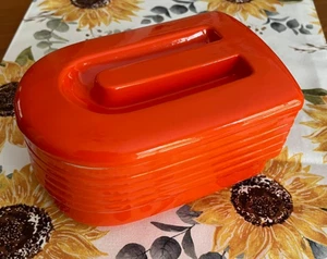 RED HALL REFRIGERATOR DISH & LID MADE EXCLUSIVELY FOR WESTINGHOUSE - NOS - Picture 1 of 9