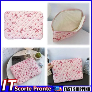 Cute Bow Laptop Bag Quilted Portable Laptop Case for MacBook 15 Inch (Pink L) Ho - Afbeelding 1 van 9