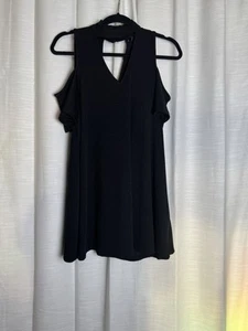 HeartSoul Mini Black Dress Cold Shoulder Bell Sleeve Mock Neck M - Picture 1 of 2