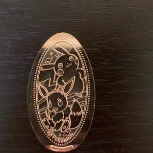Pokemon Center Eevee Pikachu Tokyo Pressed Penny Medallion Japan Elongated Coin - Picture 1 of 3