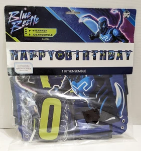 Blue Beetle Happy Birthday Party 11 ft Banner 24 Attachable Pieces 10 in Tall - Picture 1 of 6