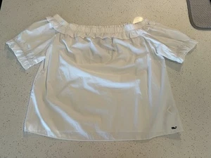 Vineyard Vines Target Women's Off the Shoulder Short Sleeve Bardot Top White NEW - Picture 1 of 12
