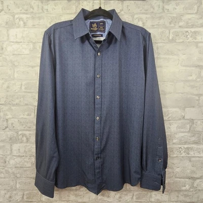 NEW Rugby University Men’s Medium Navy Blue Stretch Button-Up Shirt - Image 1 of 4