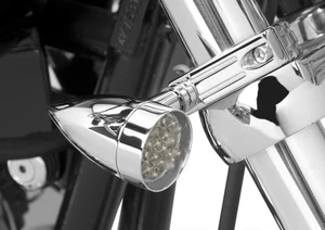 Bikers Choice Chrome Mini LED Turn Signals W/ 41 MM Clamp Universal Custom Pr - Picture 1 of 1