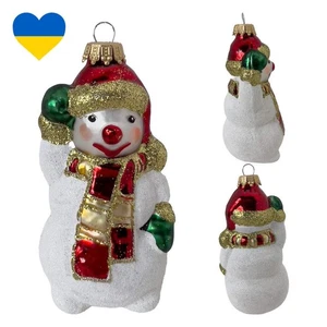 Snowman Waving White/ Red Figurine Ornament - Picture 1 of 7
