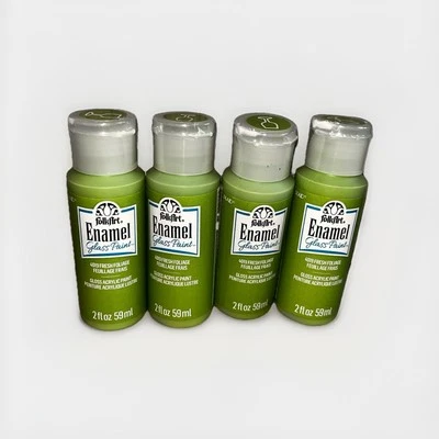 Lote de 4-2 onzas botellas de pintura de vidrio esmaltada de arte popular en follaje fresco #4019 Foto 1 de 4