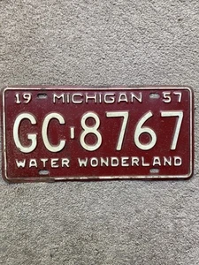 Michigan Nummernschild von 1957 - GC 8767 - schön! - Bild 1 von 2