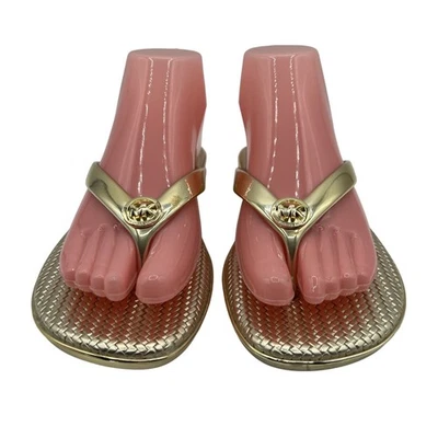 Sandalias Michael Kors para mujer 8M gelatina PVC sandalias metálicas doradas vacaciones en la playa Foto 1 de 4