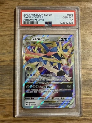 GRADED PSA 10 2023 Pokemon SWSH Zacian VStar Crown Zenith #096 - Image 1 of 2
