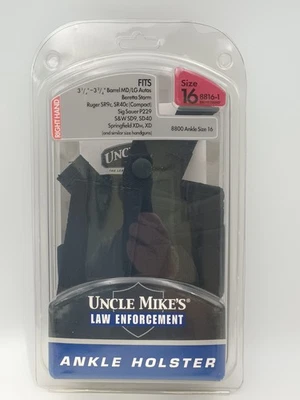 New Uncle Mike's Law Enforcement Ankle Holster Size 16 8816-1 RH 3 1/4"- 3 3/4"  - Image 1 of 3