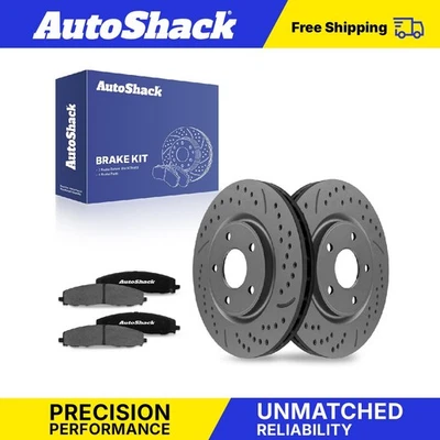 Front Drilled Slotted Brake Rotors Ceramic Pads for Dodge Grand Caravan V6 - Image 1 of 4