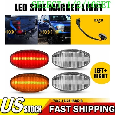 Front Amber Rear Red LED Side Marker Light Set For 10-14 Ford F-150 Raptor 1~10X - Image 1 of 4