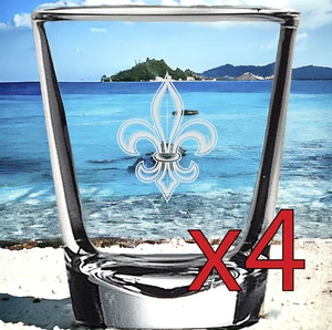 Fleur-De-Lis x4 Shot Glasses Spirit Liquor Party 2 Oz Premium Customize Gift NEW - Picture 1 of 9
