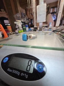 14kt Gold and turquoise, Plus 3  quarter Kt Moissanite Stones Engagement Ring  - Picture 1 of 10