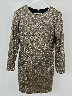 BADGLEY MISCHKA Sequin Formal Party Cocktail Women Size M Gold & Black Dress - Image 1 of 3
