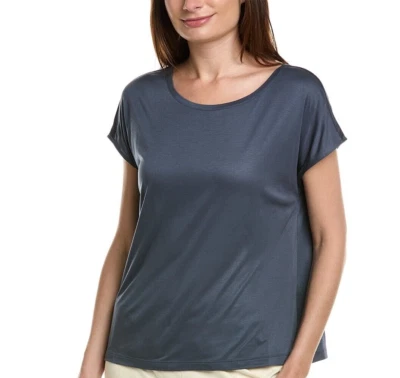 Hanro SLEEP & LOUNGE Smoky Blue Cap Sleeve Shirt & EDDA Azurite Stripe Pant - M - Image 1 of 4