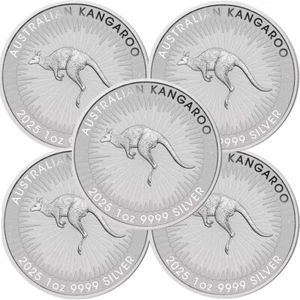 Lot of 5 - 2026 1 oz Australian Silver Kangaroo Coin .9999 Fine BU - Picture 1 of 4