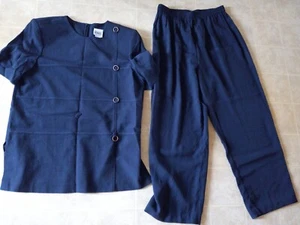 R & M Richards 2 Piece Career Pants Suit Outfit Size 14 Navy Vintage - Picture 1 of 4