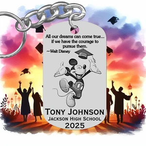 Mickey ABSCHLUSS Schlüsselanhänger Geschenk, personalisiert GRATIS mit NAMEN & Schule! - Bild 1 von 1