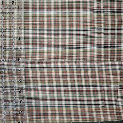 Vintage Cotton Fabric Woven Colorful Plaid 64" x 44" - Image 1 of 4