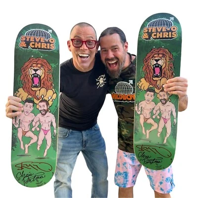 Chris Pontius and Steve-O Wilboyz Signed Skateboard Deck AUTOGRAPHED!!! 8.25