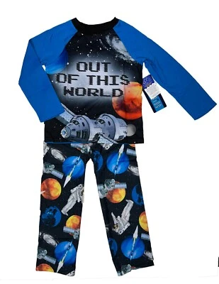 Komar Kids Boys' Long Sleeve Shirt & Pants Pajama Set, Space Print, X-Small 4/5 - Image 1 of 2