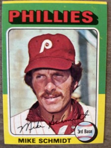 1975 Topps Mini Mike Schmidt Card # 70 in Excellent Condition (oc)