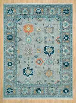 New Oushak Rug Contemporary Hand Knotted Living Room Area Rug Color Full Green - Image 1 of 4