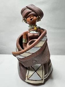 Mujer nativa africana Xhosa madre e hijo terracota arcilla rara escultura arte popular - Imagen 1 de 10