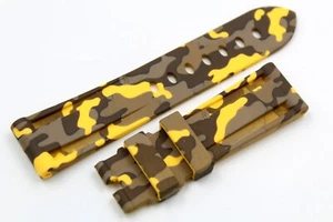 Cinturino Silicone Camouflage Giallo Ansa 22-24mm Impermeabile Fibbia Ardiglione - Imagen 1 de 5