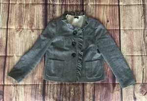 Giacca blazer donna J.Crew manica lunga orlo volant foderato grigio 80% lana tg:8 - Foto 1 di 10