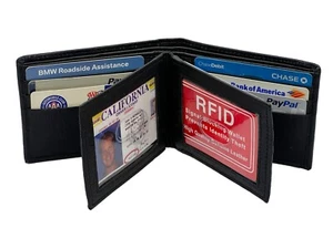 Men's Genuine Leather Thin Bifold Wallet ID Card Zip Flap Top Front Pocket - Picture 1 of 29