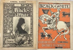 ANTIQUE QUEEN VICTORIA FUNERAL EDWARD VII CORONATION 2 BLACK & WHITE NEWSPAPERS - Picture 1 of 23