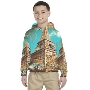 Kids Hoodie Paris Design 7434105419413 Hoodie Unisex For Children - Picture 1 of 4