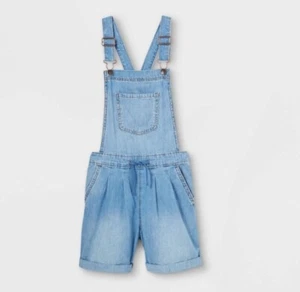 Girls Large(10/12) Shortalls Blue Jean Lightweight Medium Wash Jeans, Cat & Jack - Picture 1 of 5