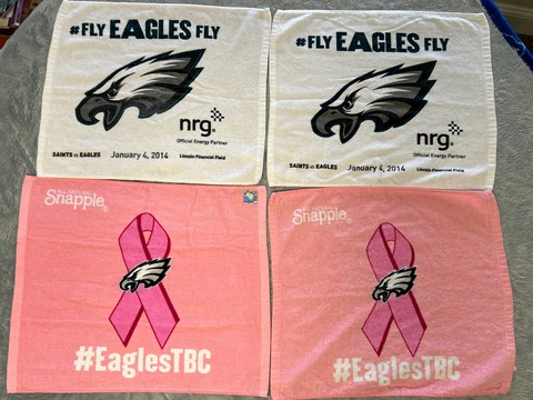 Lot Of 4 Philadelphia Eagles NFL Rally Towels (Wildcard Jan/4/16 & #EaglesTBC) Cover
