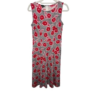 Talbots Dress Womens Small Sundress Midi Red Floral Sleeveless Flare Work Casual - Picture 1 of 13