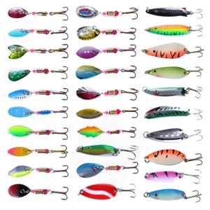 30PCS Metal Fishing Lures Set Spinner Bait Crankbait Bass Trout Blade Spoon USA - Picture 1 of 22