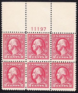US 527 2c Washington-Franklin Plate Block of 6 VF OG NH SCV $350 - Picture 1 of 2