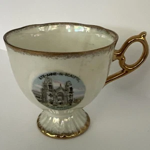 Tea Cup Sainte Anne De Beaupre, Quebec, Canada Iridescent Gold Rimmed - Picture 1 of 7