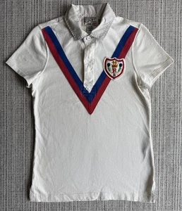 NWT Rugby Ralph Lauren Size Medium White Polo Shirt Rugby Crest Patch 1/4 Button - Picture 1 of 15